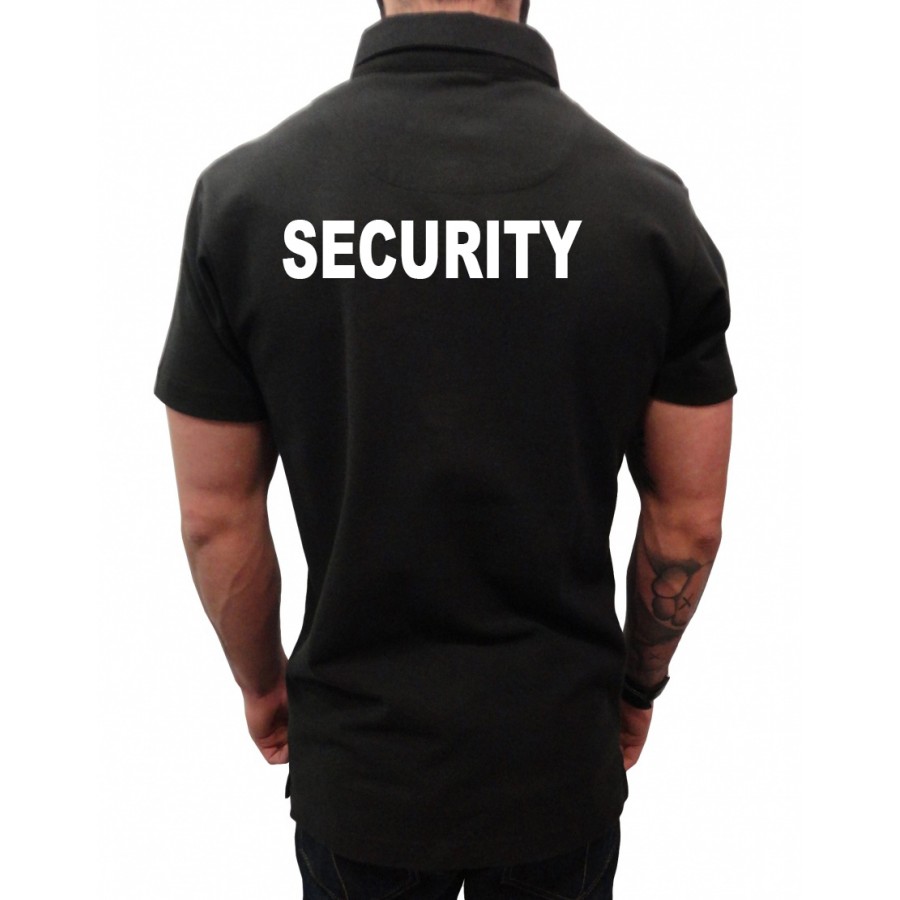 Тениска с яка  тип лакоста с надпис SECURITY